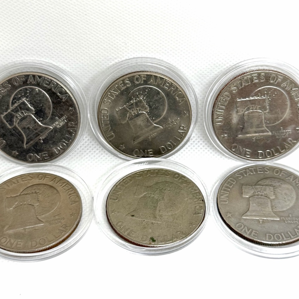Authentic Set of 6 x Bicentennial Eisenhower $1 large Dollar coins - Picture 2 of 2